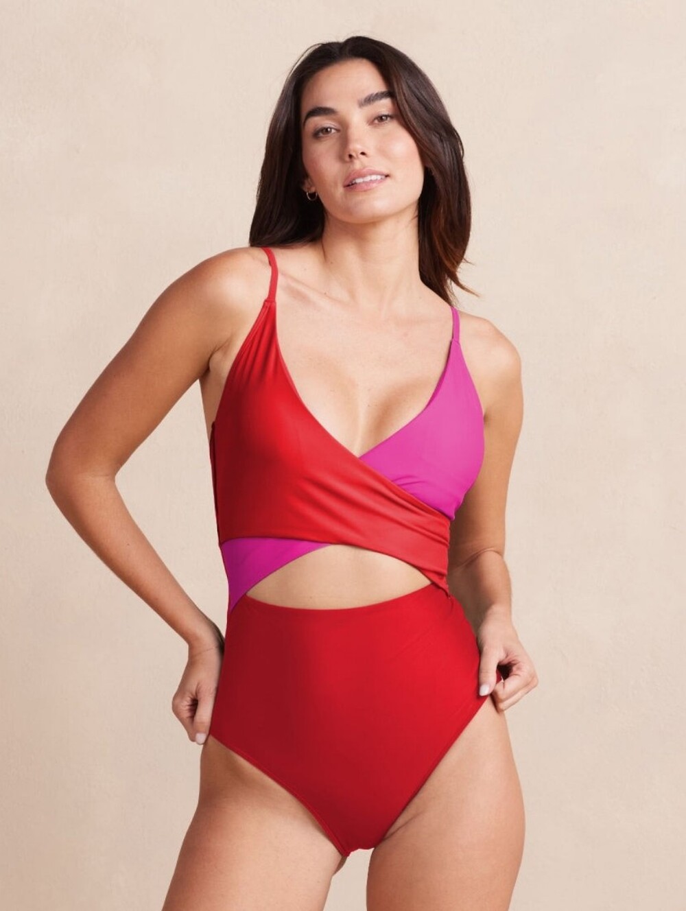 Summersalt The Sea Breeze Cutout One-Piece Swimsuit Lava/Hibiscus Size 4 NWT New